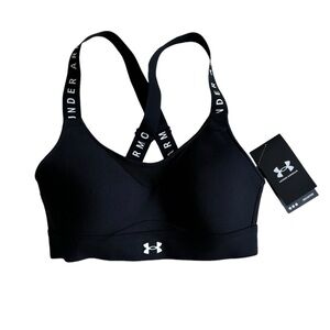 Under Armour Infinity High Support Black Sports Bra adjustable cross back sz XS